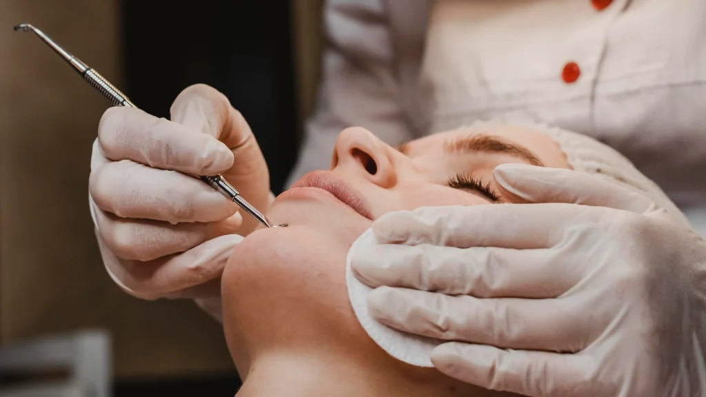 beautiful woman wellness center skin treatment