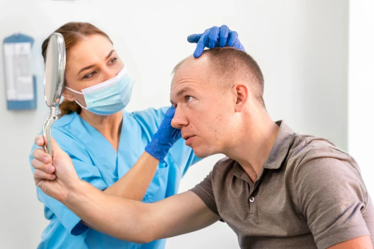 mature man having balding problems