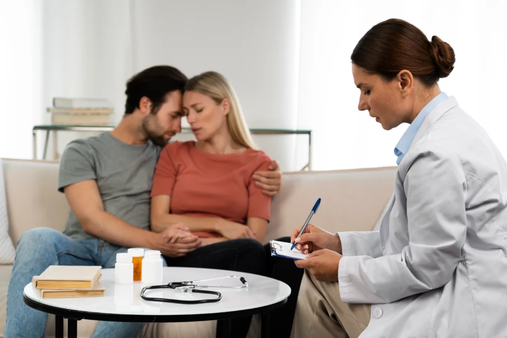 side view doctor taking notes