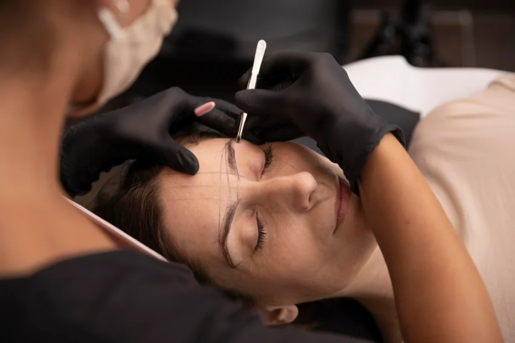 woman going through microblading treatment