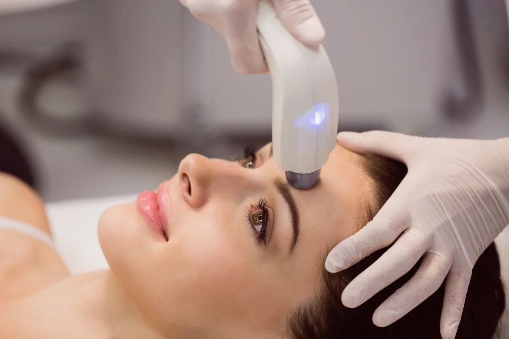 female patient receiving cosmetic treatment