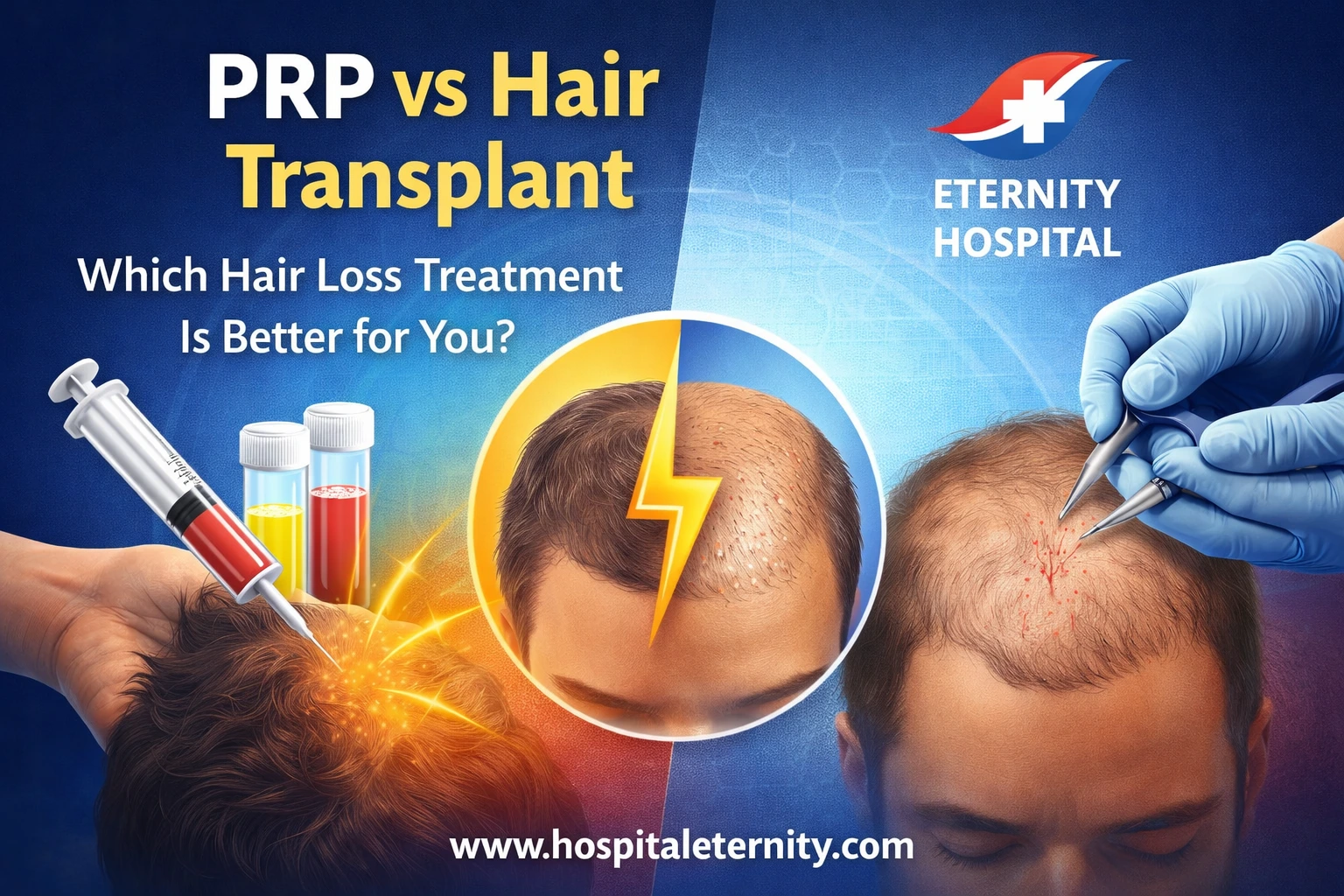 PRP vs Hair Transplant: Which Hair Loss Treatment Is Better for You? A Detailed 2026 Guide + Why Eternity Hospital Is a Trusted Choice